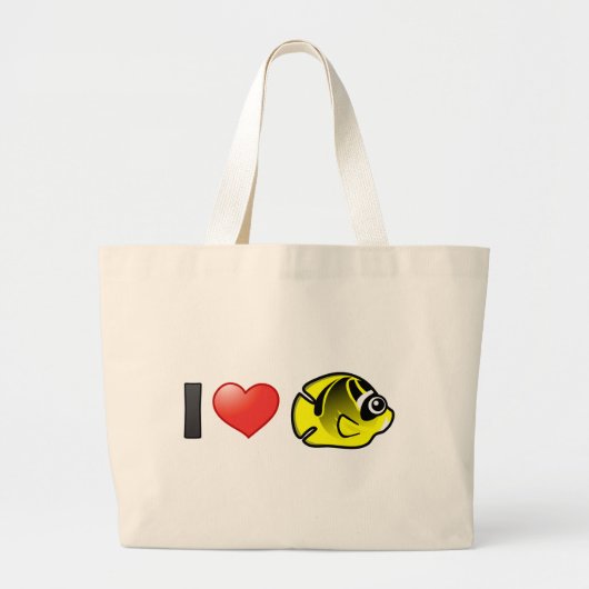 I Love Raccoon Butterflyfish Grote Tote Bag (Voorkant)