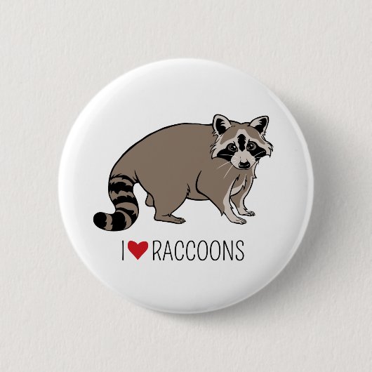 I Love Raccoons - Cartoon Raccoon Ronde Button 5,7 Cm (Voorkant)