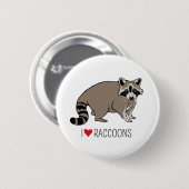 I Love Raccoons - Cartoon Raccoon Ronde Button 5,7 Cm (Voorkant /achterkant)