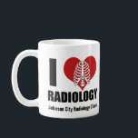 I Love Radiology Cool Custom Radiologist Clinic Koffiemok<br><div class="desc">Ik hou van radiologie. Een schattige radioloog mok met een ribcage voor een rood hart voor een röntgentechnicus of radioloog. Pas aan met uw klinische naam.</div>