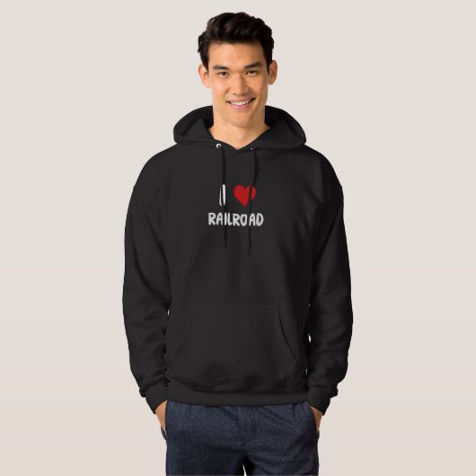 I Love Railroad - Hart - Spoorwegen Treinen Conduc Hoodie (Voorkant volledig)
