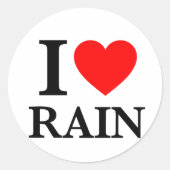 I Love Rain Ronde Sticker (Voorkant)