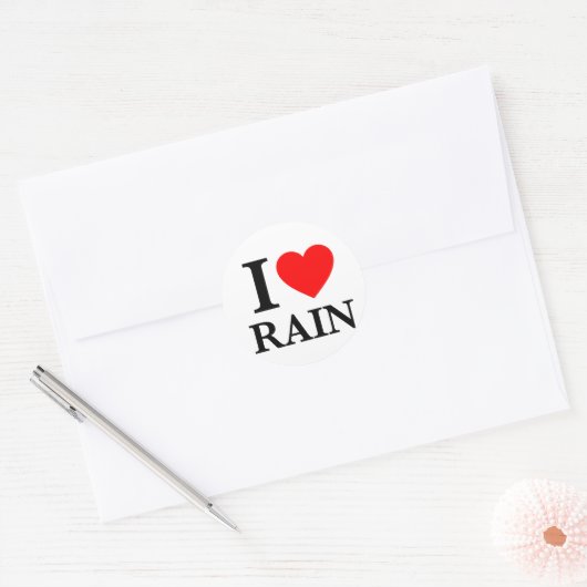 I Love Rain Ronde Sticker (Envelop)