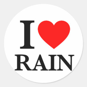 I Love Rain Ronde Sticker