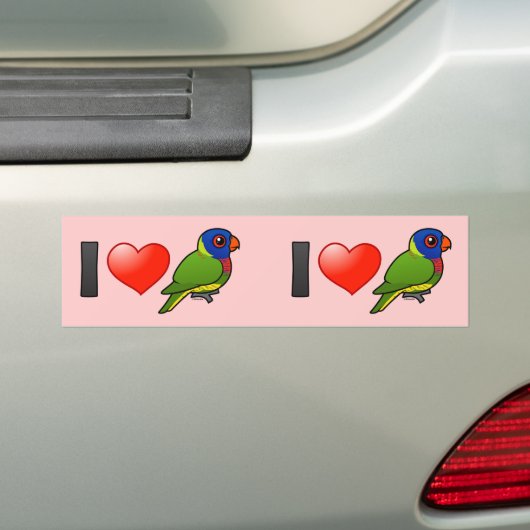 I Love Rainbow Lorikeets Bumpersticker (Op auto)