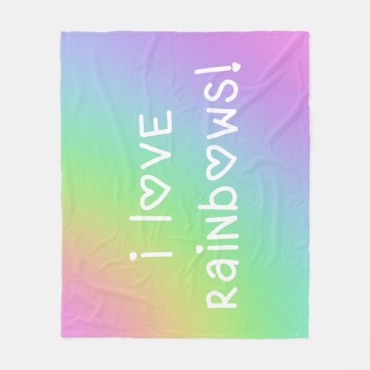 I Love Rainbows Fleece Blanket (Voorkant)