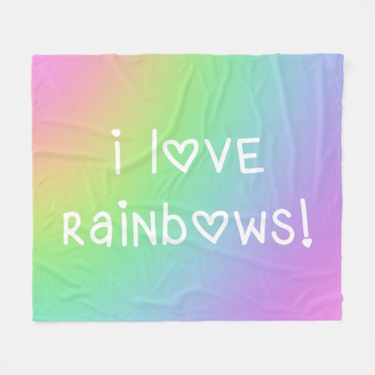 I Love Rainbows Fleece Blanket (Voorkant (Horizontaal))