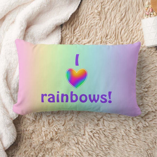I Love Rainbows Heart Lumbar Pillow Kussen (Deken)