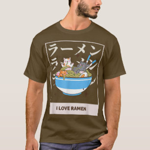 I Love Ramen Cat Ramen Noodles Anime Japans T-shirt