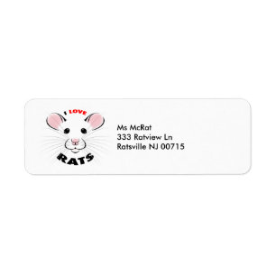 I Love Rats address label of kmcoriginals