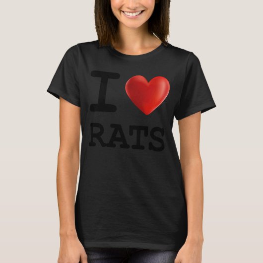 I Love RATS Animal Pet Heart T-shirt (Voorkant)