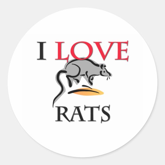 I Love Rats Ronde Sticker (Voorkant)