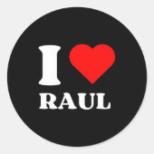I Love Raul I Heart Raul Name Y2k Valentines Day  Ronde Sticker (Voorkant)