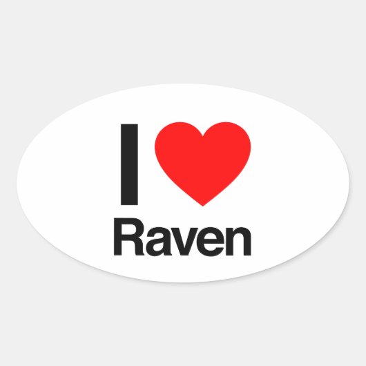 i love raven ovale sticker (Voorkant)
