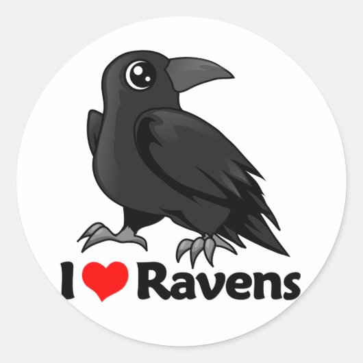 I Love Ravens Ronde Sticker (Voorkant)