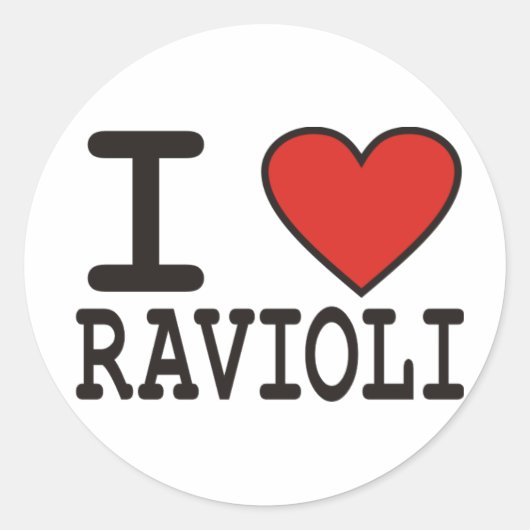 I Love Ravioli Ronde Sticker (Voorkant)