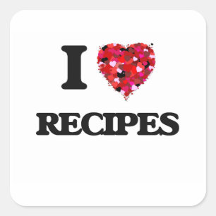 I Love Recipipes food design Vierkante Sticker