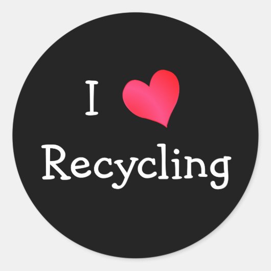 I Love Recycling Ronde Sticker (Voorkant)