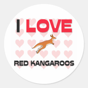 I Love Red Kangaroos Ronde Sticker