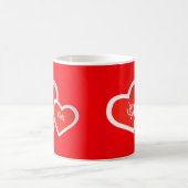 "I Love" Red & White, Cute Hearts ... Gepersonalis Koffiemok (Center)