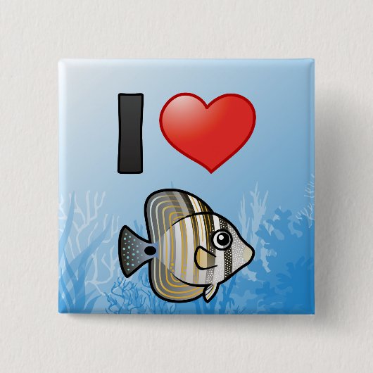 I Love Red Zee Sailfin Tang Vierkante Button 5,1 Cm (Voorkant)