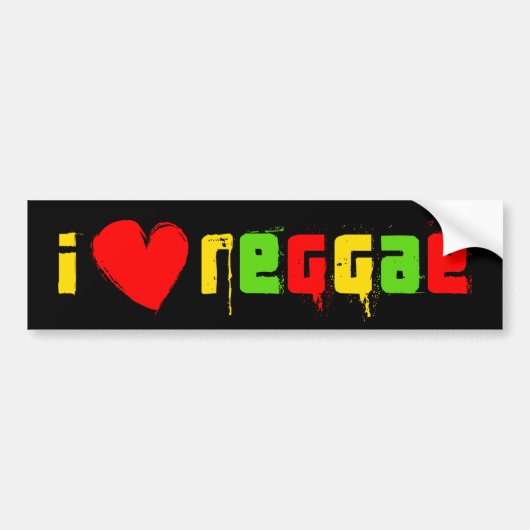 I Love Reggae Bumpersticker (Voorkant)