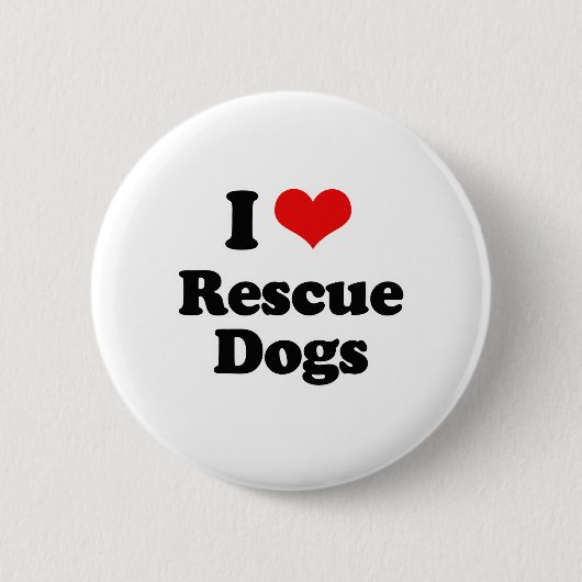 I Love Rescue Dogs Ronde Button 5,7 Cm (Voorkant)