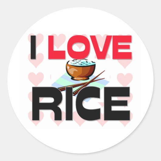 I Love Rice Ronde Sticker (Voorkant)