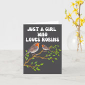 I Love Robins Bird Lover Colourful Present  Kaart (Gele Bloem)