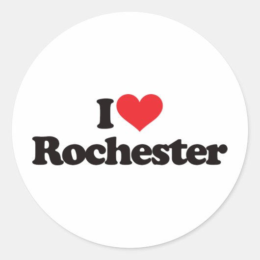 I Love Rochester Ronde Sticker (Voorkant)
