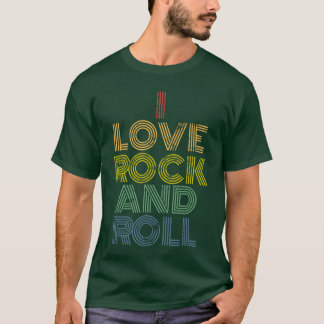 I Love Rock and Roll Distressed Rainbow 70s tee gi T-shirt