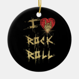 I Love Rock and Roll Style Keramisch Ornament