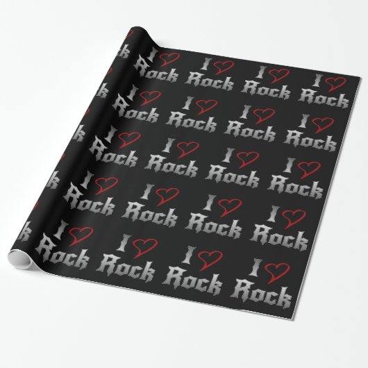 I Love Rock Cadeaupapier (Uitgerold)