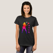 I Love Rock Music T-Shirt with Guitar Player Girl (Voorkant volledig)
