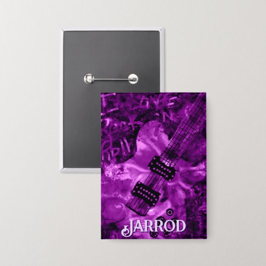 I Love Rock 'N Roll Electric Guitar Personalized Button (Voorkant / Achterkant)