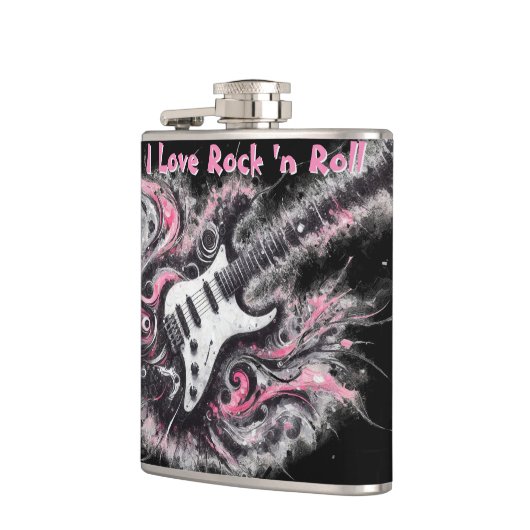 I Love Rock N Roll Electric Guitar Personalized Heupfles (Links)