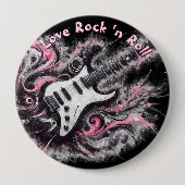 I Love Rock N Roll Electric Guitar Personalized Ronde Button 4,0 Cm (Voorkant)