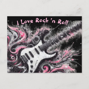 I Love Rock N Roll Elektrische Gitaar Roze Zwart Briefkaart