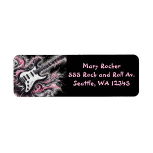I Love Rock N Roll Elektrische Gitaar Roze Zwart Etiket