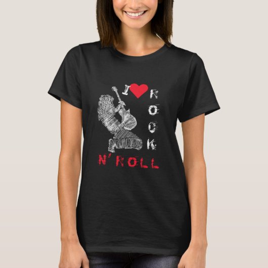 I Love Rock N' Roll - Guitar Player -  T-shirt (Voorkant)