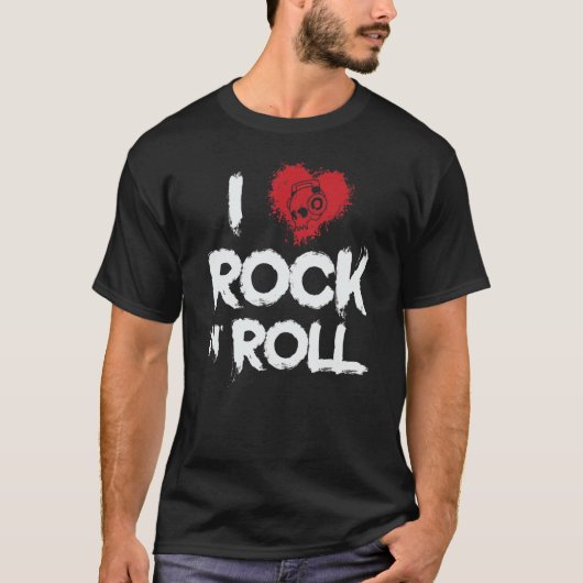 I Love Rock n Roll Music Genre Guitar T-shirt (Voorkant)
