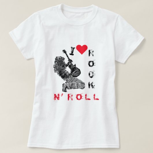 I Love Rock N' Roll T-Shirt Guitar Player (Design voorkant)