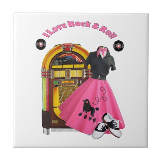 I Love Rock & Roll Tile 50's Tegeltje (Voorkant)