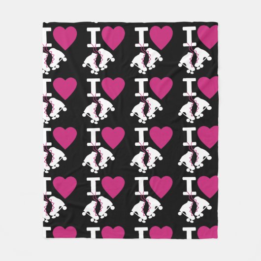 I Love Roller Skating Fleece Deken (Voorkant)