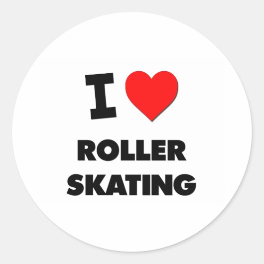 I Love Roller Skating Ronde Sticker (Voorkant)