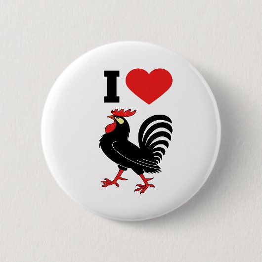 I Love rooster Ronde Button 5,7 Cm (Voorkant)
