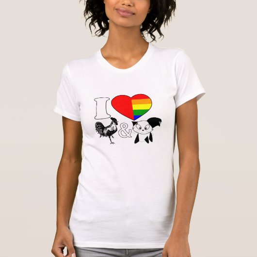 I Love Roosters and Cats - Shirt 4 bisexual Girls (Voorkant)