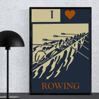 I Love Rowing - Retro Water Sport