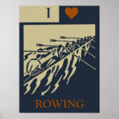 I Love Rowing -  Retro Water Sport Poster (Voorkant)