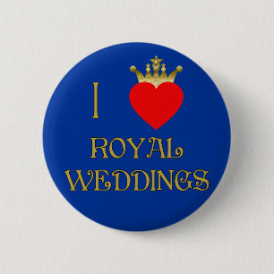 I Love Royal Weddings T-shirts, Mokken, cadeaus Ronde Button 5,7 Cm